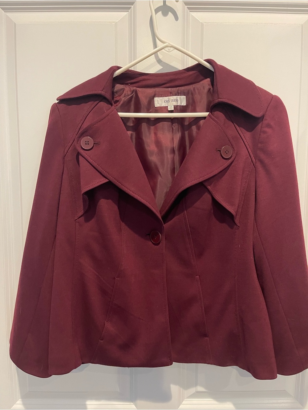 Jones Studio Wine Red Pea Coat